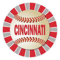 RETRO CINCINNATI BASEBALL ROUND STICKER