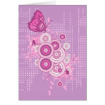 retro circles and butterfly design card