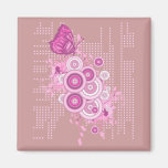 retro circles and butterfly design fridge magnets