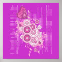 retro circles and butterfly design posters