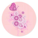 retro circles and butterfly design stickers