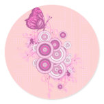 retro circles and butterfly design stickers