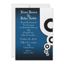 Retro Circles (Blue) Wedding Invitation