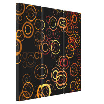 Retro Circles on Black Art Pattern Party Stretched Canvas Prints