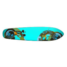 Retro Circles on Blue Skate Board Decks