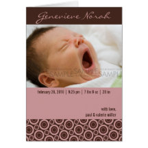 Retro Circles Rosy Brown • Baby Announcement Card