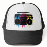 Retro CMYK Boombox Grafitti Spray Paint Design hats