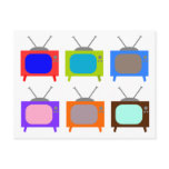Retro Colourful Televistion Sets TV Postcards