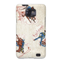 Retro Cowboys in Brown and Blue Samsung Galaxy S Covers