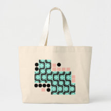 Retro Curved Lines Squares and Circles Canvas Bag