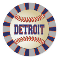 RETRO DETROIT BASEBALL ROUND STICKERS
