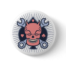 Retro Devil Skull Wrenches Pin