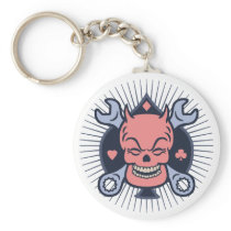 Retro Devil Skull Wrenches Key Chain