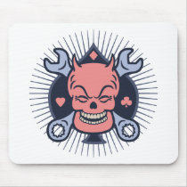 Retro Devil Skull Wrenches Mouse Pad