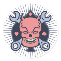 Retro Devil Skull Wrenches Stickers