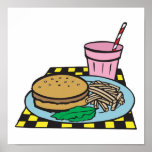 retro diner fast food meal posters