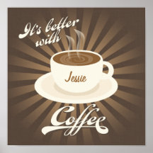 Retro Diner Poster Better with Coffee