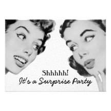Retro Do Tell Surprise Birthday Party Personalized Announcement
