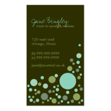 "Retro Dots" Aqua & Green Mummy Business Card