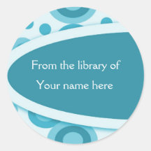 Retro Dots Personalised Bookplates Round Sticker