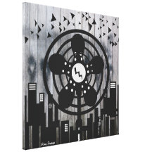 Retro Electric Fan City at Night Gallery Wrapped Canvas