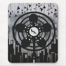 Retro Electric Fan City at Night Mouse Mat