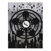 Retro Electric Fan City at Night Post Card