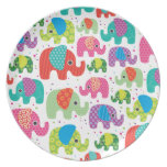 Retro elephant pattern illustration birthday plate