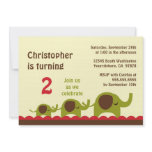 Retro elephants boy's birthday party invitation