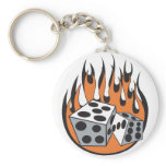 retro flaming dice design keychains