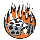 retro flaming dice design photo sculptures