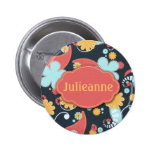 Retro Floral - Add a name - Button