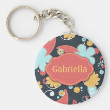 Retro Floral - Add a name - Keychain