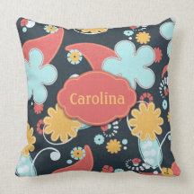 Retro Floral - Add a name - Throw Pillow