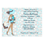 Retro Flowers Baby Shower Invitation (Blue AA)