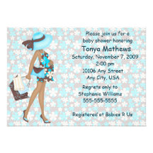 Retro Flowers Baby Shower Invitation (Blue AA)