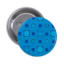 Retro Flowers Blue Buttons