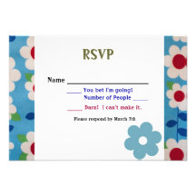 Retro Flowers Custom RSVP Cards