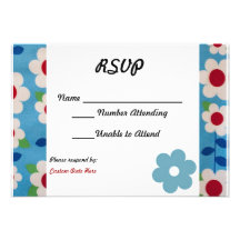 Retro Flowers Custom RSVP Cards Announcements