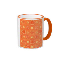 Retro Flowers Orange Mug
