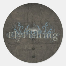 Retro Fly Fishing Round Sticker