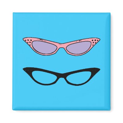 Retro Fridge Magnet ~ 50s Cats'-Eye Glasses by Regella