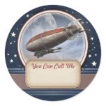 Retro Future Airship Name Tag Stickers