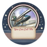 Retro Futuristic Monorail Name Tag Stickers