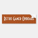 Retro Gamer on Board, Orange 8-Bit Brick Bumper Sticker