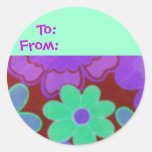 Retro Gift Tag Round Stickers