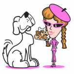 retro girl and pet dog photo sculptures