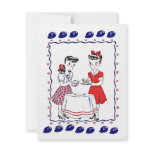 Retro Girls Hosting A Tea Party Social Invitation