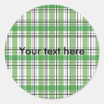 Retro green and white plaid stickers