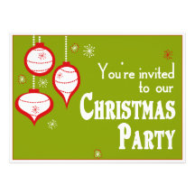 Retro Green Christmas Invitations